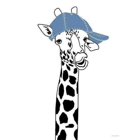 Team Roster Giraffe Black Modern Wood Framed Art Print with Double Matting by Kamdon Kreations