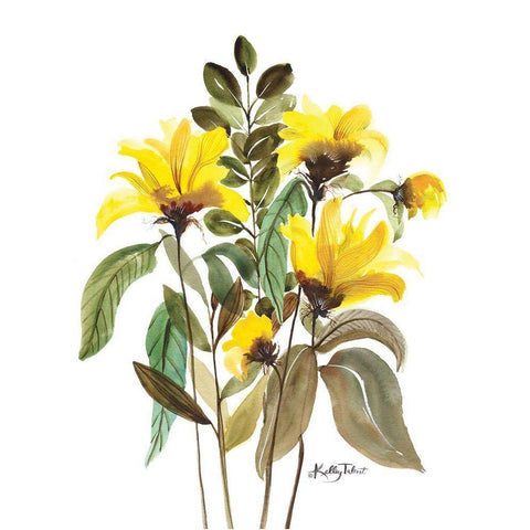 Mellow Yellow Bouquet Gold Ornate Wood Framed Art Print with Double Matting by Talent, Kelley