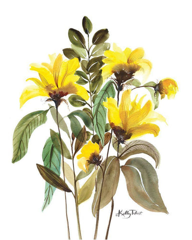 Mellow Yellow Bouquet Black Ornate Wood Framed Art Print with Double Matting by Talent, Kelley