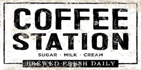 Coffee Station Black Ornate Wood Framed Art Print with Double Matting by Talent, Kelley
