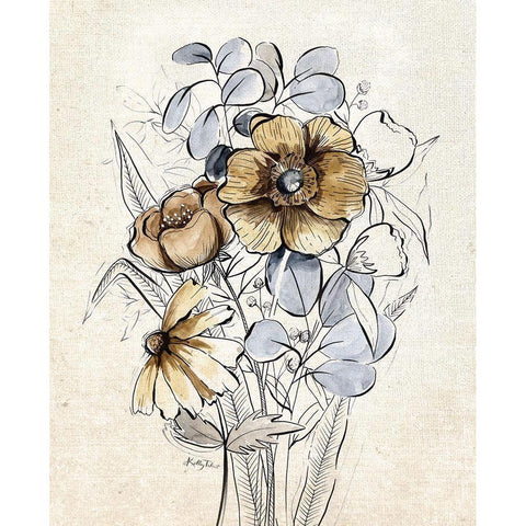 Serene Bouquet 2 Gold Ornate Wood Framed Art Print with Double Matting by Talent, Kelley
