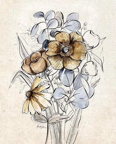 Serene Bouquet 2 White Modern Wood Framed Art Print with Double Matting by Talent, Kelley
