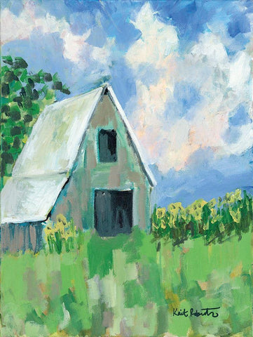 June Fields White Modern Wood Framed Art Print with Double Matting by Roberts, Kait