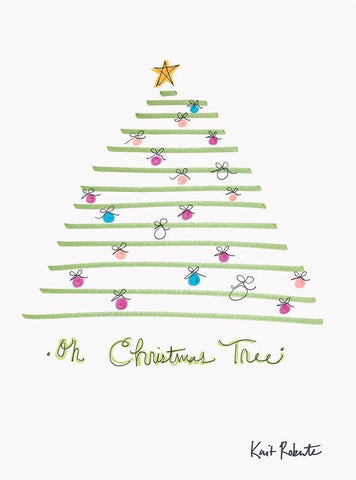 Oh Christmas Tree White Modern Wood Framed Art Print with Double Matting by Roberts, Kait