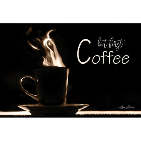 But First Coffee White Modern Wood Framed Art Print by Deiter, Lori