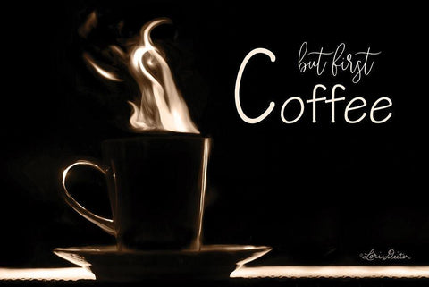 But First Coffee White Modern Wood Framed Art Print with Double Matting by Deiter, Lori