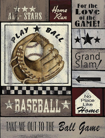 Baseball All Stars White Modern Wood Framed Art Print with Double Matting by Spivey, Linda