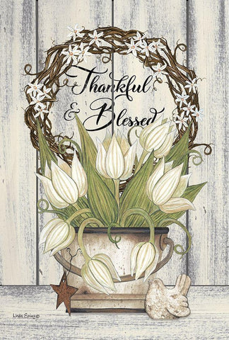 Thankful And Blessed Black Ornate Wood Framed Art Print with Double Matting by Spivey, Linda