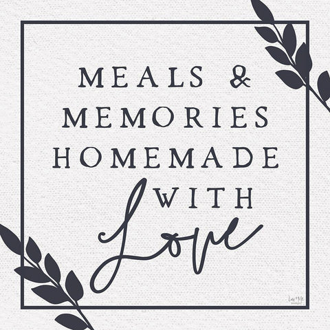 Meals and Memories Made with Love White Modern Wood Framed Art Print by Lux + Me Designs