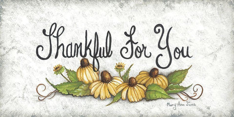 Thankful For You… White Modern Wood Framed Art Print with Double Matting by June, Mary Ann