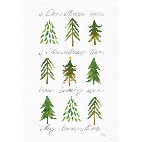 O Christmas Tree White Modern Wood Framed Art Print by Rae, Marla