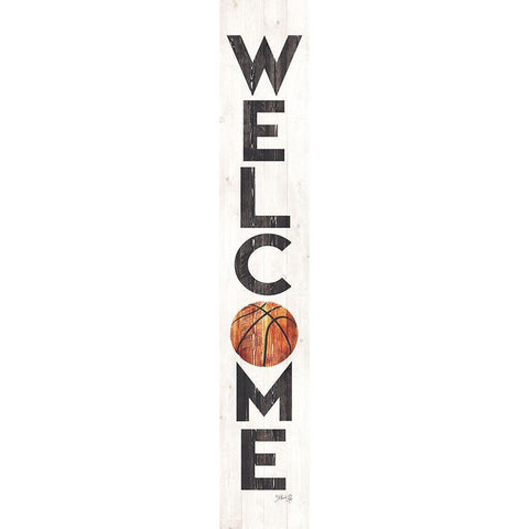 Welcome Basketball Black Modern Wood Framed Art Print by Rae, Marla