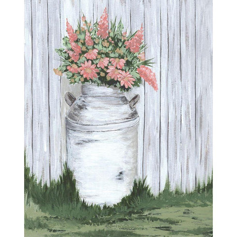 White Washed Milk Can White Modern Wood Framed Art Print by Norman, Michele