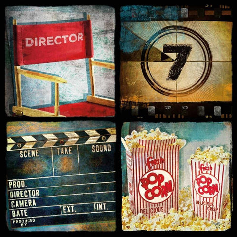 At the Movies II Black Ornate Wood Framed Art Print with Double Matting by Mollie B.