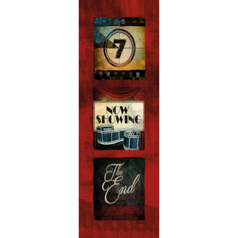 Now Showing Movie Tryptic Gold Ornate Wood Framed Art Print with Double Matting by Mollie B.