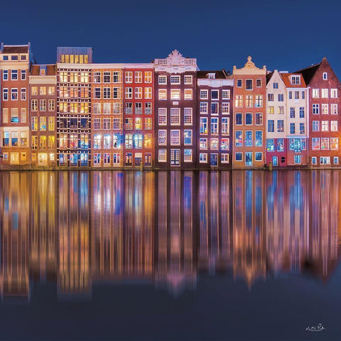 Building Row Reflections 1 Black Modern Wood Framed Art Print with Double Matting by Podt, Martin