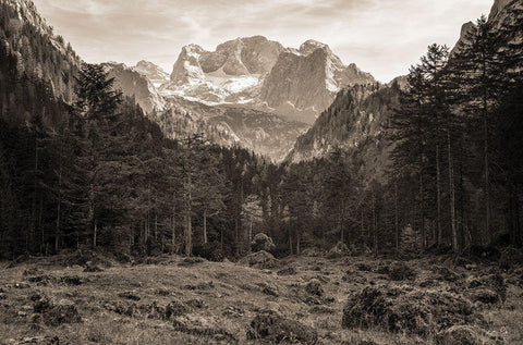 Mountains in the Middle White Modern Wood Framed Art Print with Double Matting by Podt, Martin