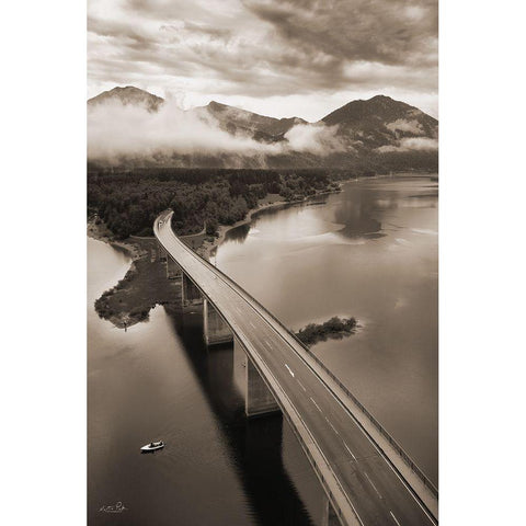 This way to the Mountains White Modern Wood Framed Art Print by Podt, Martin