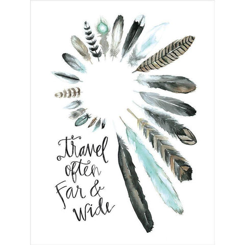 Travel Often Far and Wide White Modern Wood Framed Art Print by Masey St. Studios
