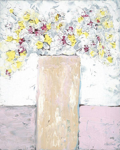 Kitchen Table Flowers White Modern Wood Framed Art Print with Double Matting by Ebert, Roey