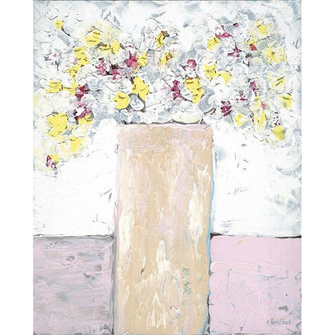 Kitchen Table Flowers Gold Ornate Wood Framed Art Print with Double Matting by Ebert, Roey