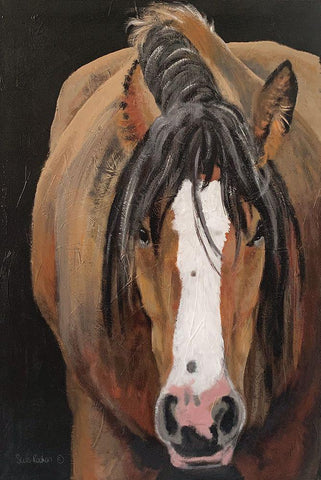 Horse Portrait II White Modern Wood Framed Art Print with Double Matting by Redman, Suzi