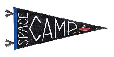 Space Camp Pennant White Modern Wood Framed Art Print with Double Matting by Nieman, Rachel