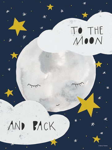 To the Moon White Modern Wood Framed Art Print with Double Matting by Nieman, Rachel