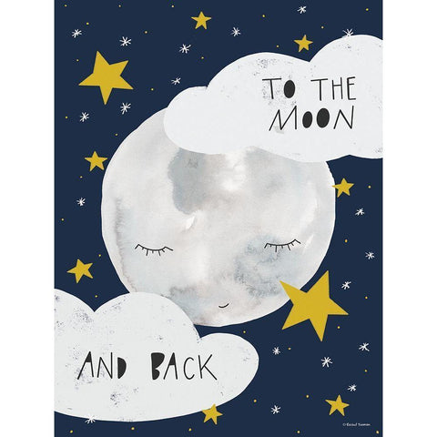 To the Moon Black Modern Wood Framed Art Print by Nieman, Rachel