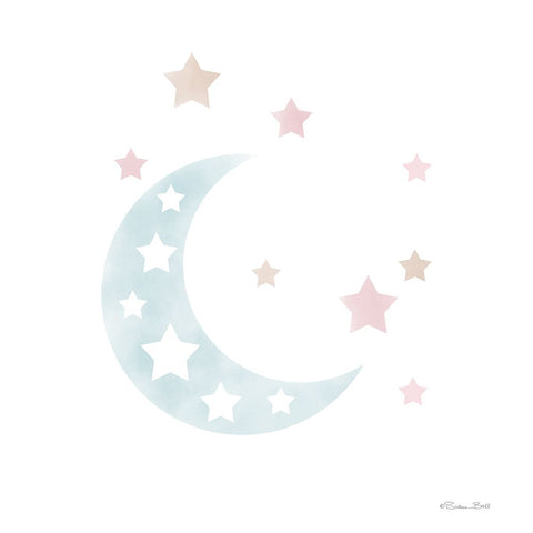 Watercolor Moon Black Modern Wood Framed Art Print by Ball, Susan