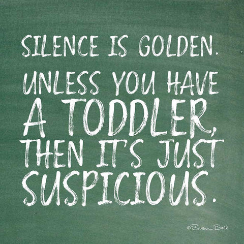 Silence is Golden Black Ornate Wood Framed Art Print with Double Matting by Ball, Susan