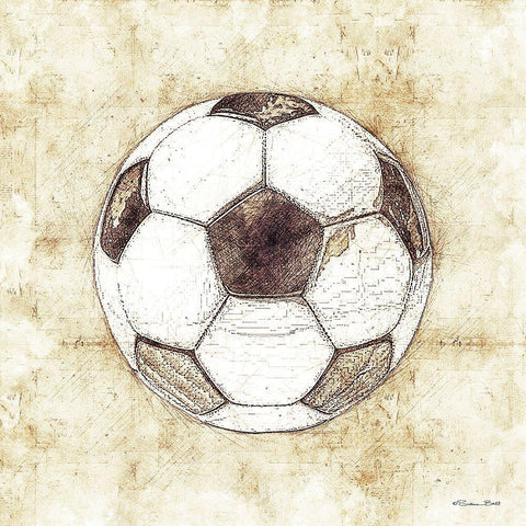 Soccer Sketch Black Modern Wood Framed Art Print by Ball, Susan