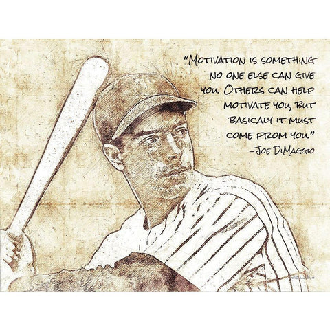 Joe DiMaggio Black Modern Wood Framed Art Print with Double Matting by Ball, Susan