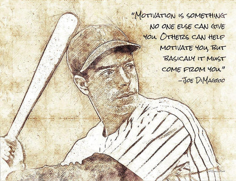 Joe DiMaggio Black Ornate Wood Framed Art Print with Double Matting by Ball, Susan