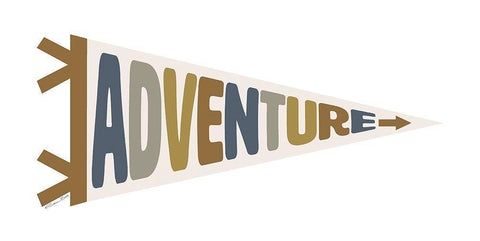 Adventure Pennant White Modern Wood Framed Art Print with Double Matting by Ball, Susan