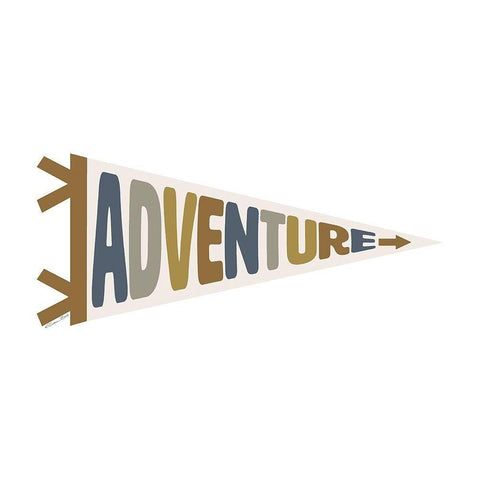 Adventure Pennant Black Modern Wood Framed Art Print with Double Matting by Ball, Susan