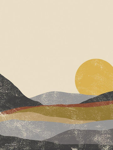 Color Block Sunset White Modern Wood Framed Art Print with Double Matting by Ball, Susan