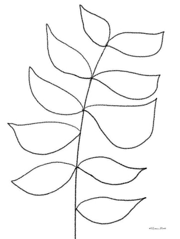 Leaf Sketch 3 White Modern Wood Framed Art Print with Double Matting by Ball, Susan