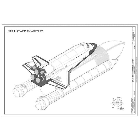 Discovery Full Stack Isometric White Modern Wood Framed Art Print by Stellar Design Studio