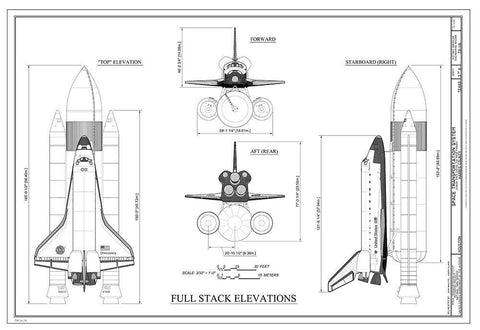 Discovery Full Stack Elevations White Modern Wood Framed Art Print with Double Matting by Stellar Design Studio