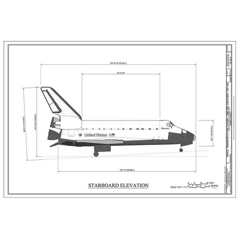 Discovery Starboard Elevation Black Modern Wood Framed Art Print by Stellar Design Studio