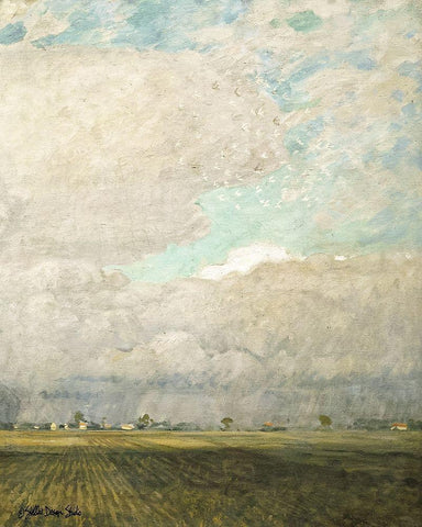 Pasture Land White Modern Wood Framed Art Print with Double Matting by Stellar Design Studio