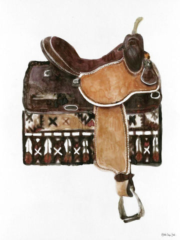 Saddle 1 White Modern Wood Framed Art Print with Double Matting by Stellar Design Studio