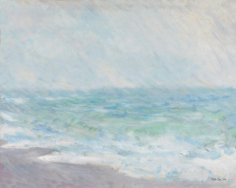 Monets Ocean View White Modern Wood Framed Art Print with Double Matting by Stellar Design Studio