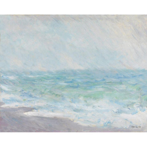 Monets Ocean View White Modern Wood Framed Art Print by Stellar Design Studio