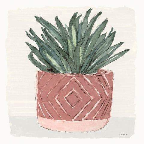Agave 2 White Modern Wood Framed Art Print with Double Matting by Stellar Design Studio