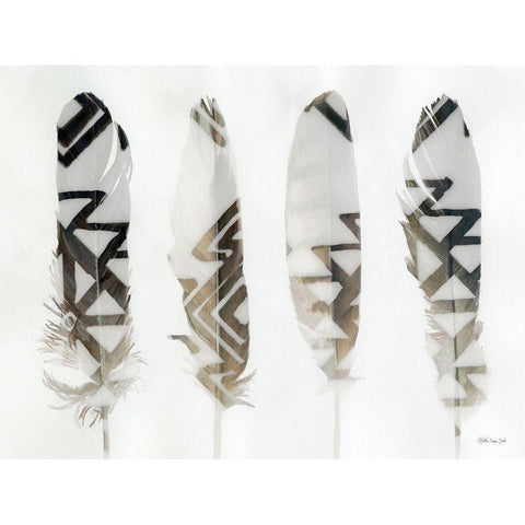 Feathers 1 Gold Ornate Wood Framed Art Print with Double Matting by Stellar Design Studio