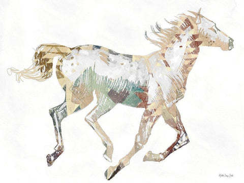 Navajo Horse 1 White Modern Wood Framed Art Print with Double Matting by Stellar Design Studio