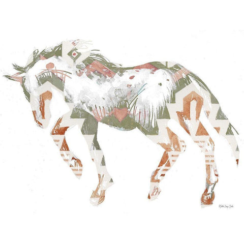 Navajo Horse 2 Gold Ornate Wood Framed Art Print with Double Matting by Stellar Design Studio