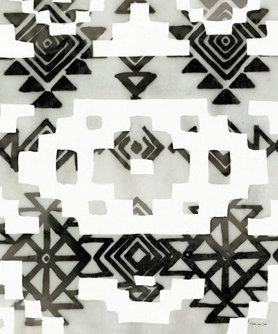 Tribal Print White Modern Wood Framed Art Print with Double Matting by Stellar Design Studio